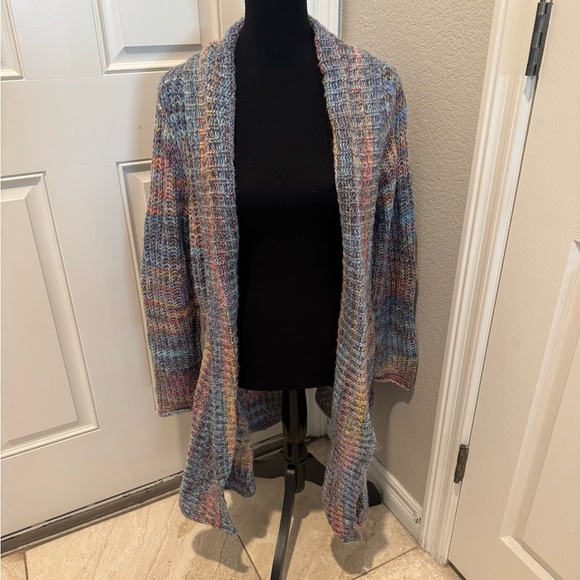 Rainbow multicolor long knit sweater size Medium - Picture 1 of 2